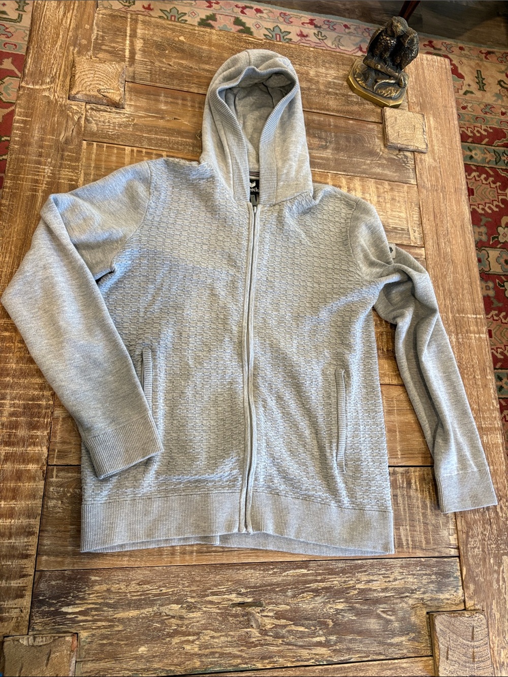 Buttercloth Men's Light Gray Zip-Up Hoodie Sweater size S